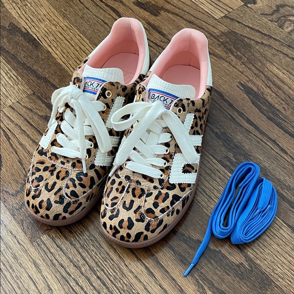 BACK 70 Cloud Leopard Calf Hair Camel and White Embossed Leather Sneakers - Picture 7 of 10